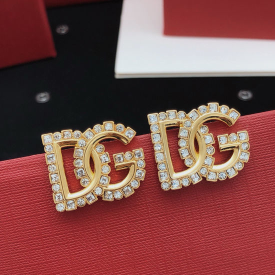 Dolce & Gabbana Square Rhinestone Stud Earrings Brass Material