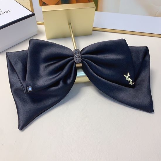 Yves Saint Laurent YSL Satin Bow Hair Clip Elegant Daily Accessory