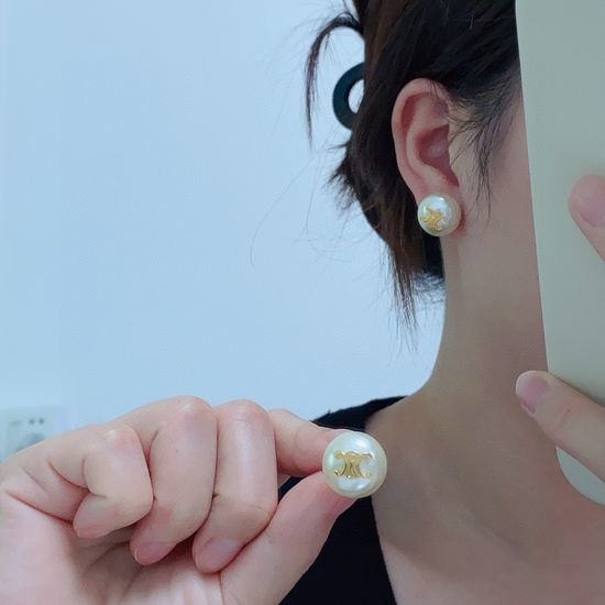 Celine Pearl White Earrings Elegant Matching Accessory