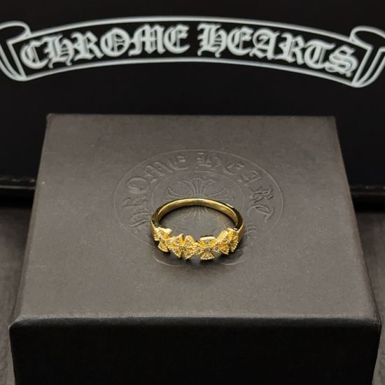 Chrome Hearts Vintage Gold Cross Pattern Ring