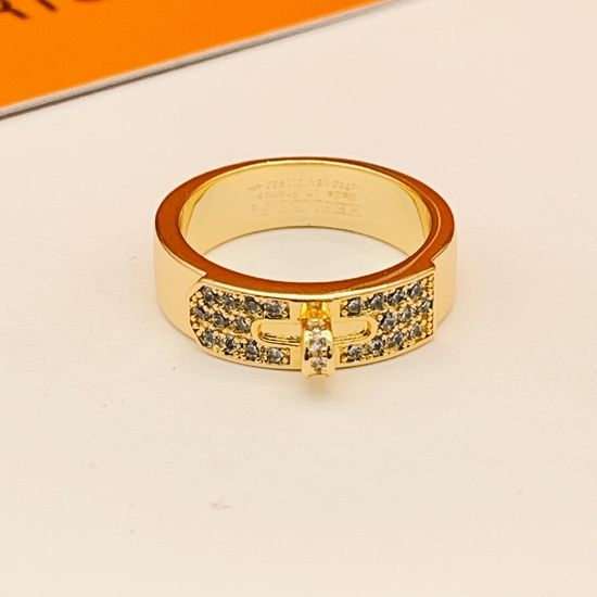 Hermes Gold Diamond Pig Nose Shape Ring
