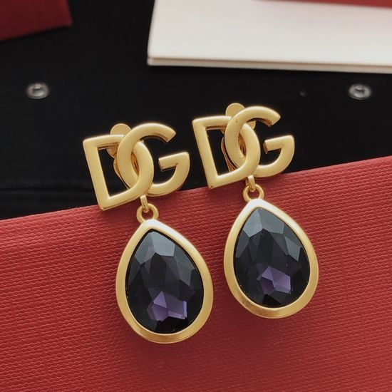 Dolce & Gabbana Red Crystal Gem Brass Stud Earrings