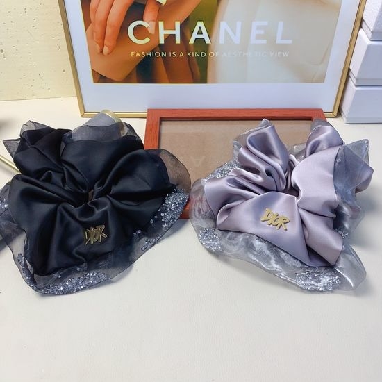 Christian Dior CD Satin Organza Edge Hair Tie