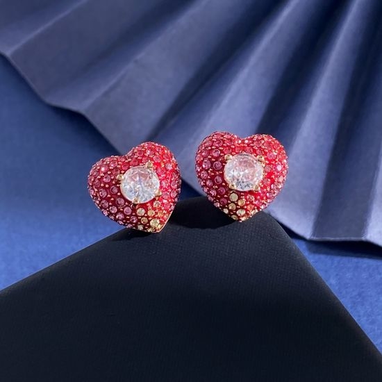Swarovski Pink Heart Rhinestone Stud Earrings