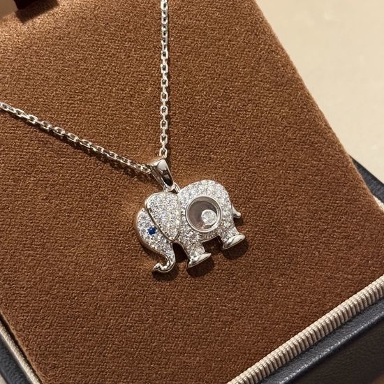 Chopard Lucky Elephant Pendant Necklace with Sparkling Diamonds