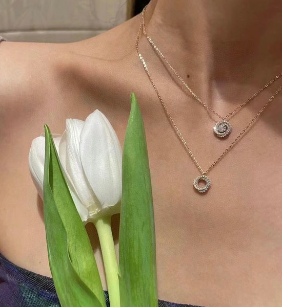 Cartier Tricolor Three Ring Diamond Necklace