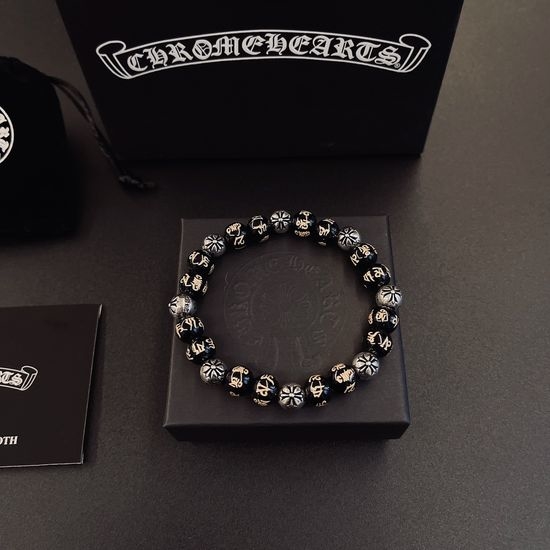 Chrome Hearts Vintage Style Cross Beaded Bracelet