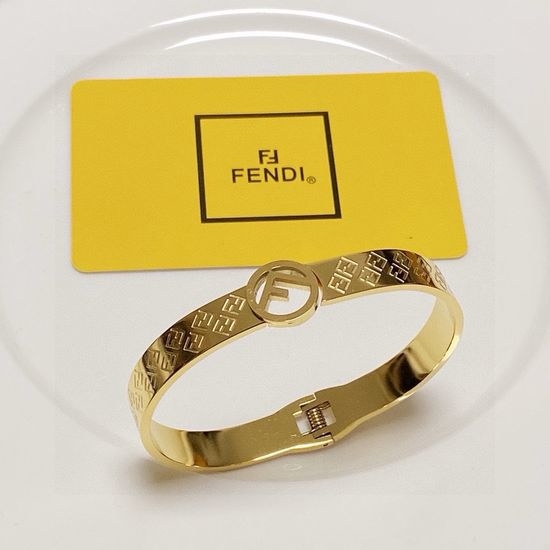 Fendi Minimalist Polished Steel Cuff Bangle