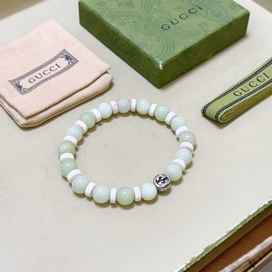 Gucci Handcrafted Natural Stone Milk Cap Bracelet