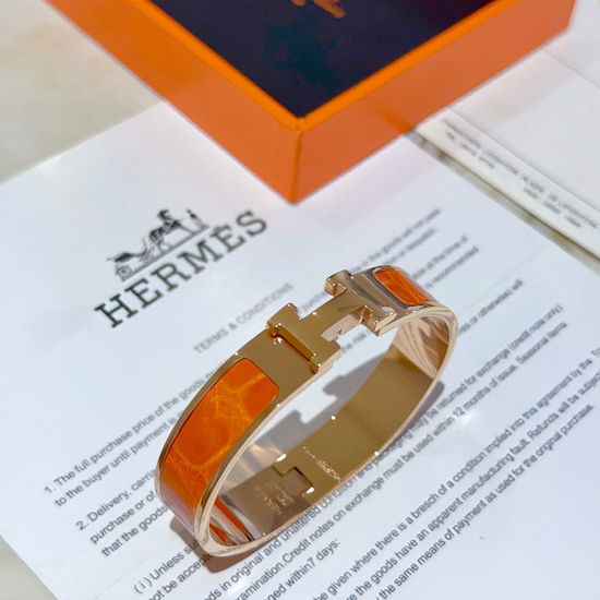 Hermes Genuine Crocodile Leather Bangle with Classic Design