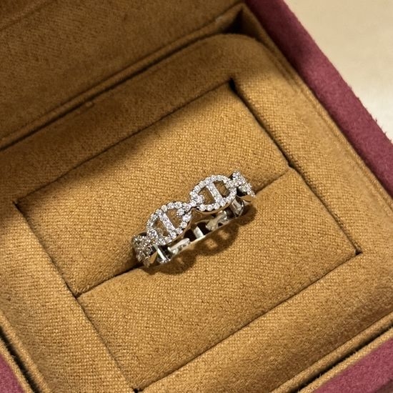 Apm monaco Paved Diamond Nose Shape Silver Ring