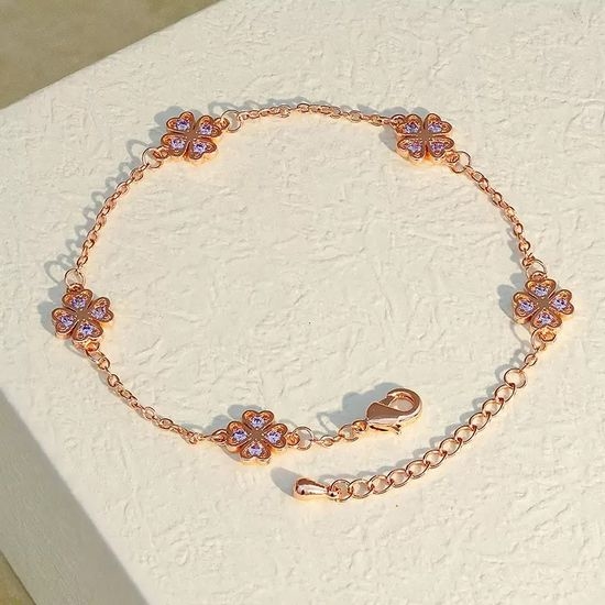 Van Cleef & Arpels VCA Delicate Zircon Clover Charm Bracelet