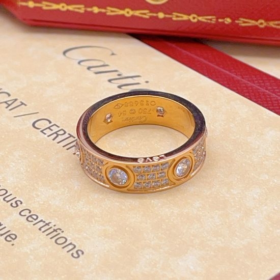 Cartier Rose Gold Pave Diamond Ring