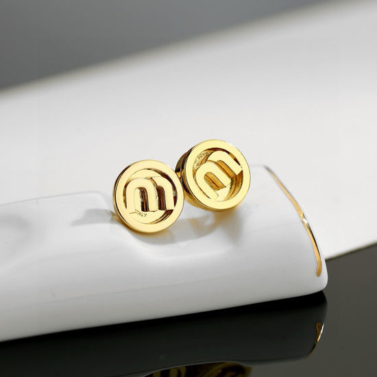 Miu Miu Golden Mini Stud Earrings Versatile Style