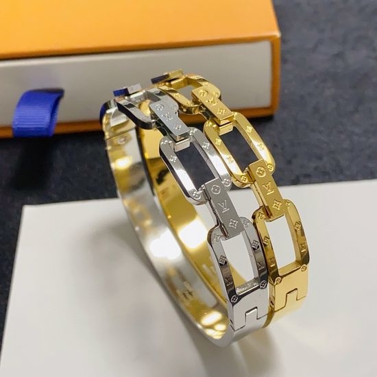 Louis Vuitton LV Interlocking Hollow Bangle Elegant Daily Wear