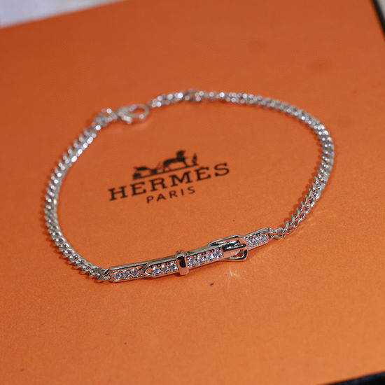 Hermes Gold Plated Diamond Inlaid Bracelet
