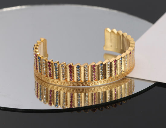 Versace Relief Pattern Gold Plated Metal Bangle