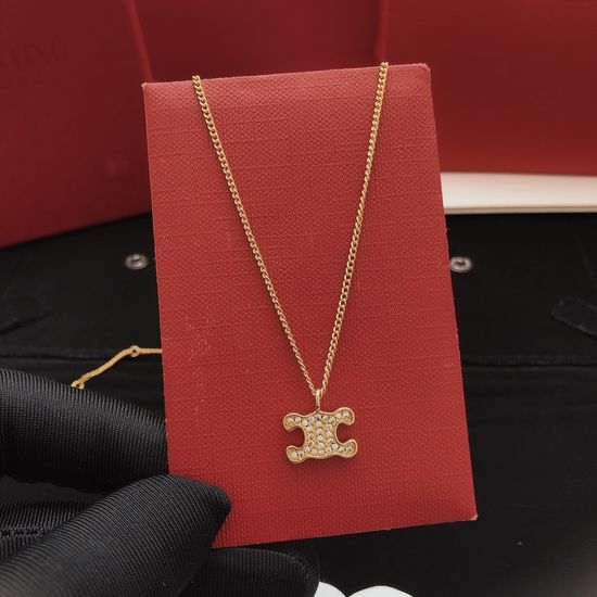 Celine Diamond-embedded Arc de Triomphe Necklace