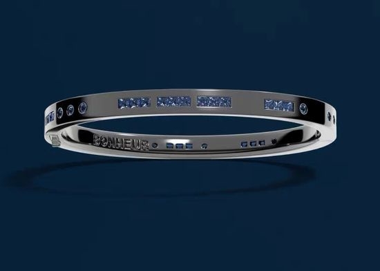 Apm monaco Navy Morse Code Silver Bangle