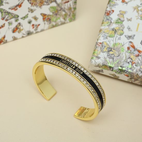Christian Dior CD Elegant Diamond Enamel Bracelet with Logo