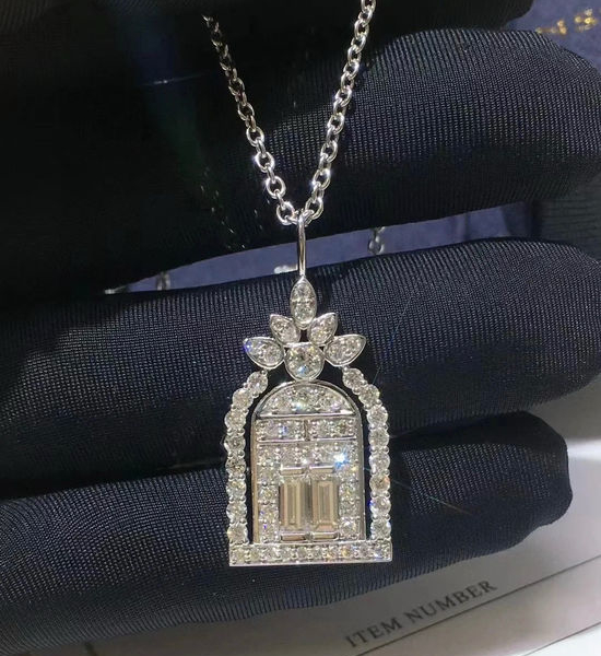 Harry Winston Elegant Diamond HW Gate Pendant Necklace
