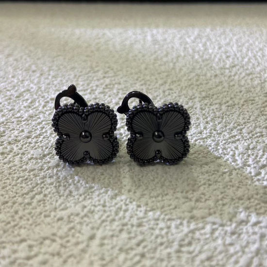 Van Cleef & Arpels VCA VCA Black Laser Four-leaf Clover Earrings