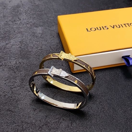 Louis Vuitton LV Leather Print Buckle Bangle