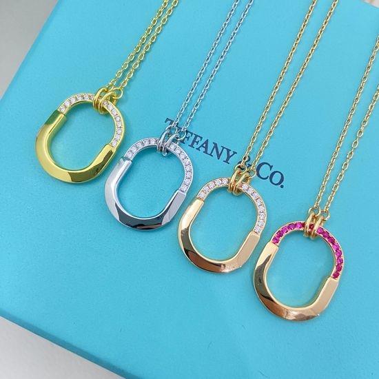 Tiffany & Co. Half Diamond U Lock Necklace