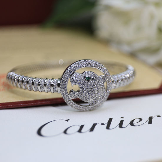 Cartier Full Diamond Panther Head Bangle