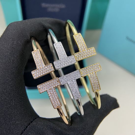 Tiffany & Co. Full Diamond Wide Bangle Three Color Option