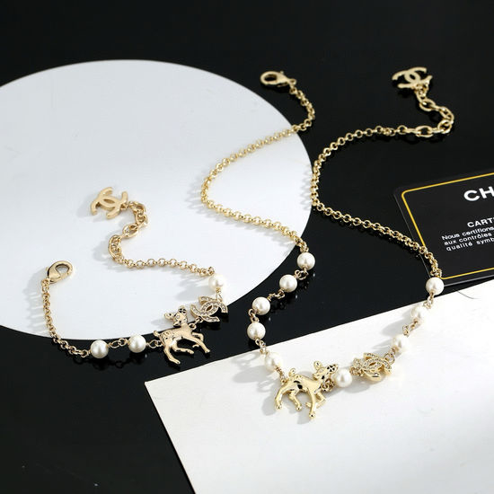 Chanel Chanel Deer Necklace & Bracelet Set, Elegant