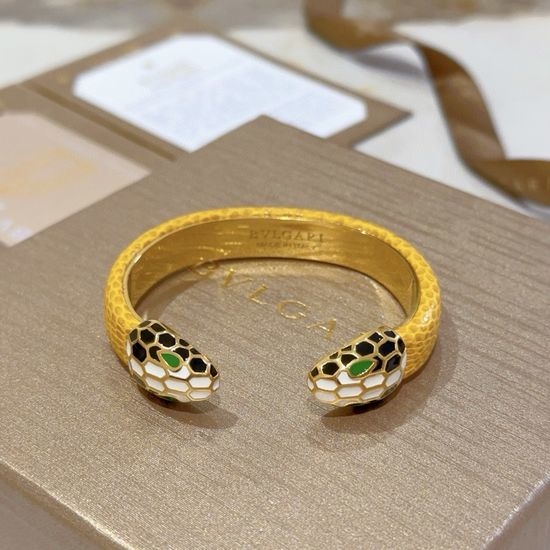 Bvlgari Enamel Snake Head Bangle Bracelet