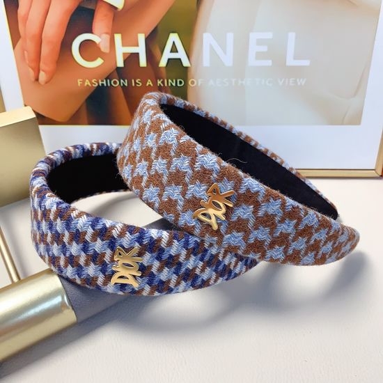 Christian Dior CD Houndstooth Wool Hair Hoop