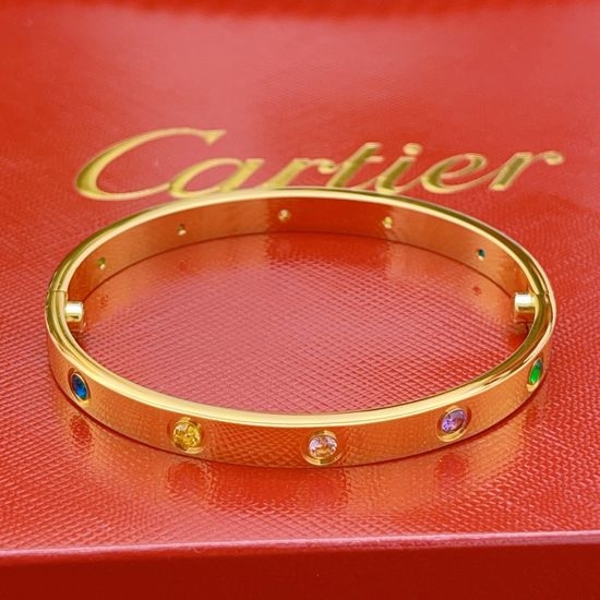 Cartier Gold Polished Diamond Inlaid Bangle