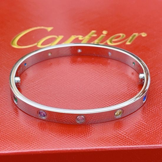 Cartier Silver Colored Diamond Plain Bangle