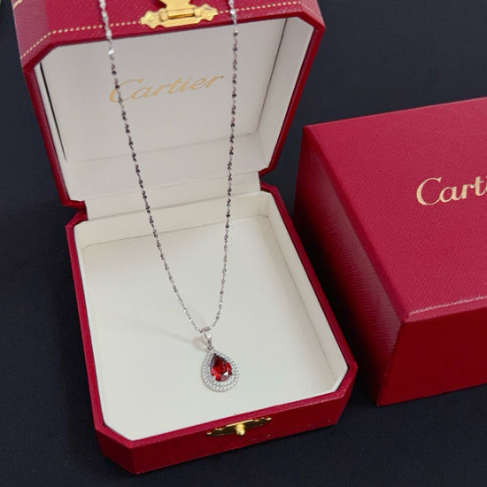 Cartier Diamond Inlaid Pendant Necklace Classic Style