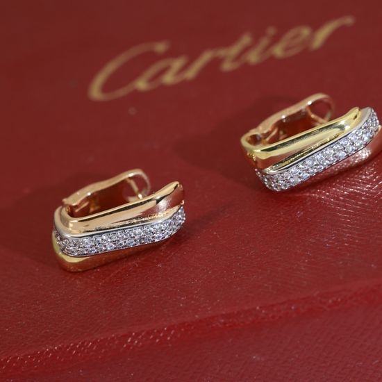 Cartier Square Three Tone Stud Earrings Delicate Jewelry