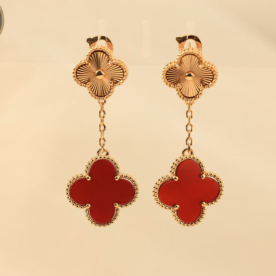 Van Cleef & Arpels VCA Double Flower Clover Stud Earrings