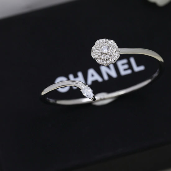 Chanel Paved Camellia Open Bangle Elegant Jewelry