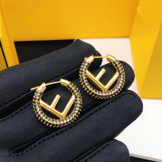 Fendi Round Diamond Hook Earrings