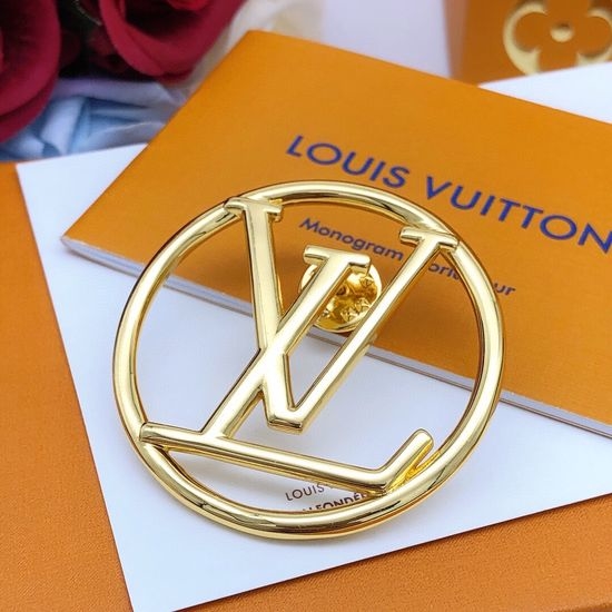 Louis Vuitton LV Round Shape Decorative Alloy Brooch