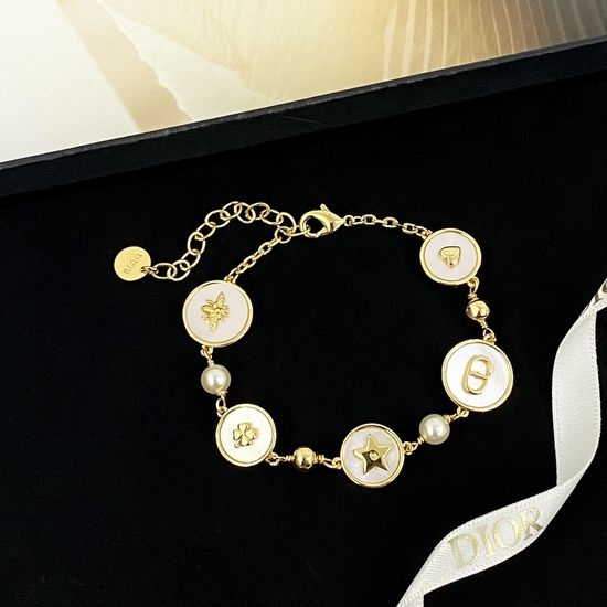 Christian Dior CD Mother of Pearl Charm Bracelet