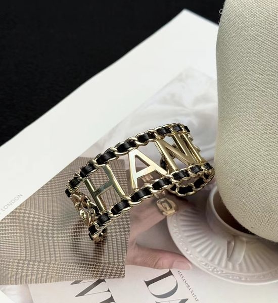 Chanel Black Gold Chain Alphabet Bracelet
