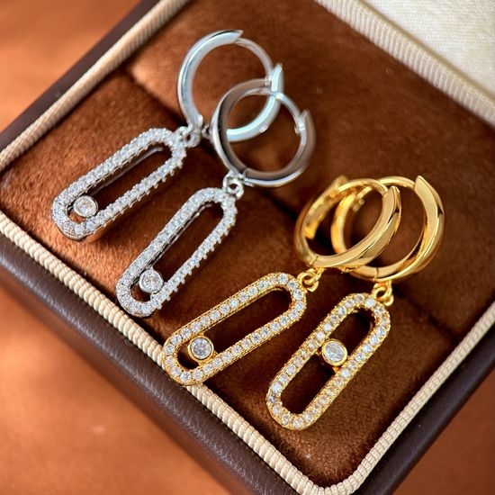 Messika Oval Single Sliding Diamond Earrings