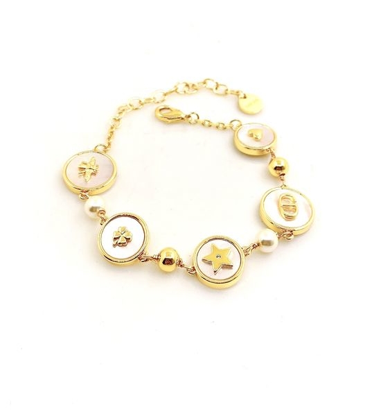Christian Dior CD White Shell Multi-Element Bracelet