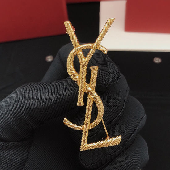 Yves Saint Laurent YSL Twisted Brass Brooch Classic Design