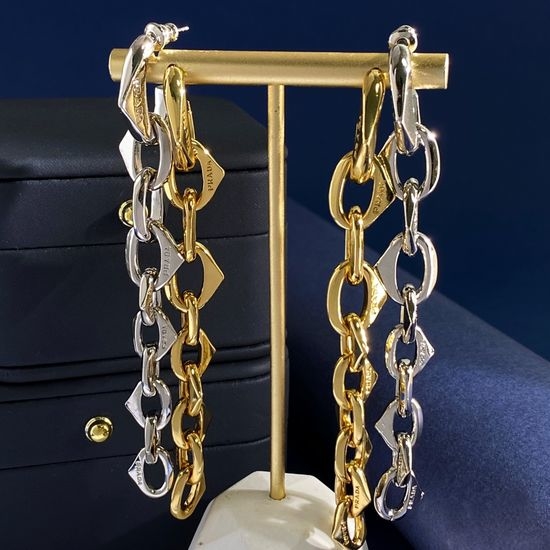 Prada Triangular Pendant Long Drop Earrings