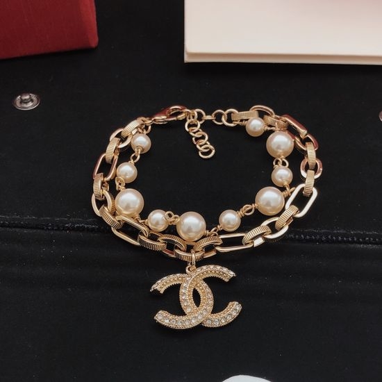 Chanel Double Layer Pearl Beaded Bracelet
