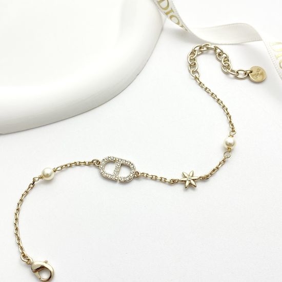 Christian Dior CD Diamond Flower Pearl Bracelet