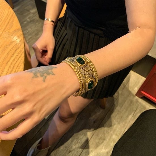 Chanel Vintage Glass Open Cuff Bangle